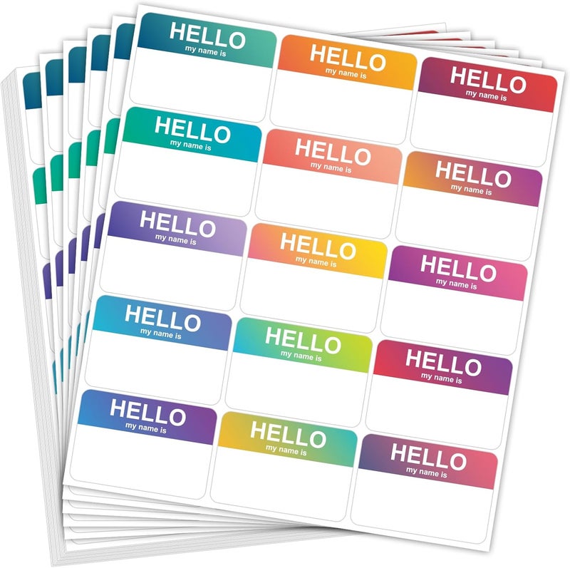 Anylabel 375 Pcs Name Tag Stickers(Hello My Name is), 3"x2" Rainbow Name Tags Labels, 15 Color Name Tags for Office, Meeting, School, Teachers and Mailing - Image 1